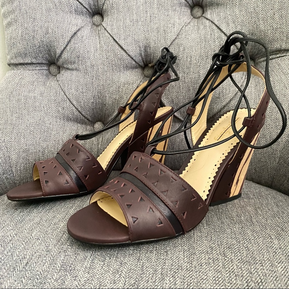 •Anthropologie Caley tie semi wedge sandal• Size 9 - Picture 3 of 10
